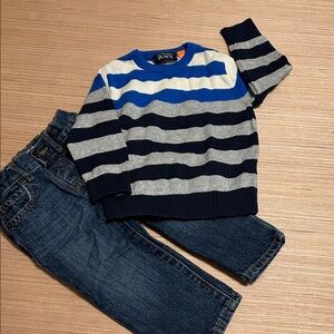 Children’s Place Striped Sweater and Jeans Set. Size 12-18 mos